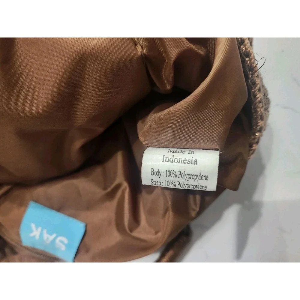 The Sak Crocheted Shoulder Bag CHESTNUT Brown With Gold Metallic Threads VTG EUC - Picture 10 of 10